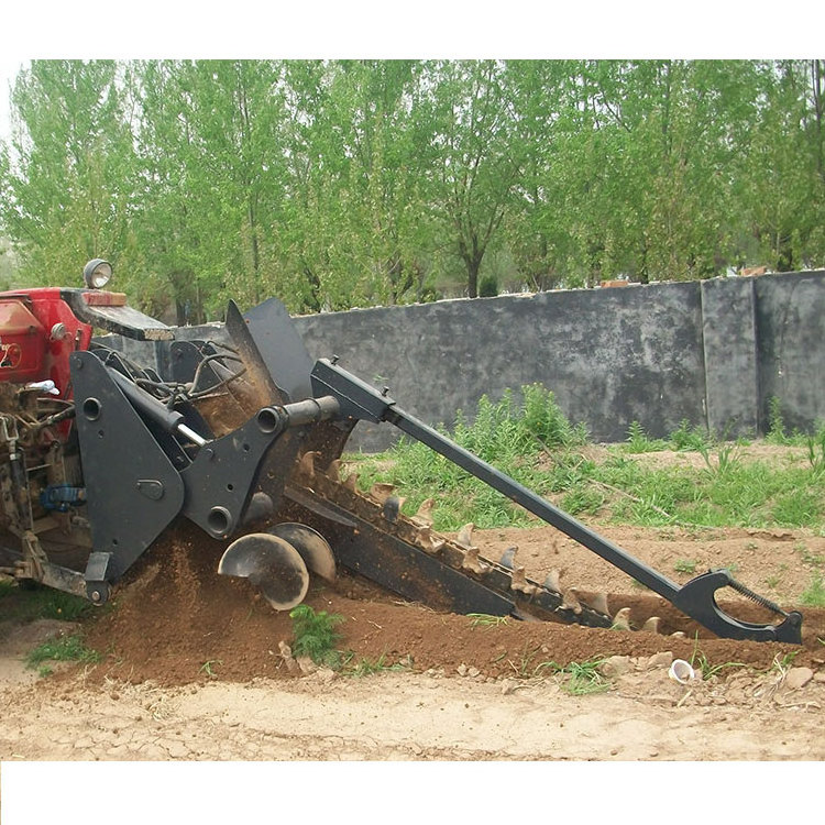 Farm Tractor 3 Point Hitch Trencher Machine Digging 15hp Diesel Power Chain Trencher Pipe Laying Deep Trencher