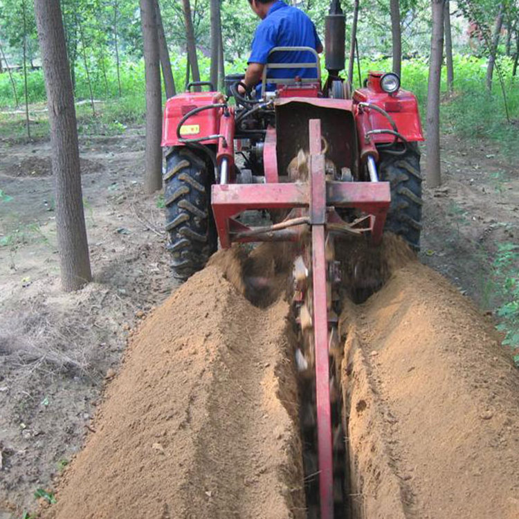 Farm Tractor 3 Point Hitch Trencher Machine Digging 15hp Diesel Power Chain Trencher Pipe Laying Deep Trencher