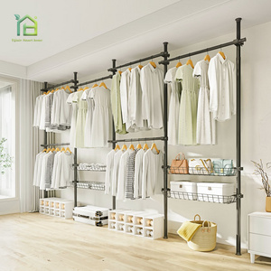 Bedroom Foldable Wardrobe Pole System Standing Portable Closet Folding Open Metal Wardrobe Closet Cabinet