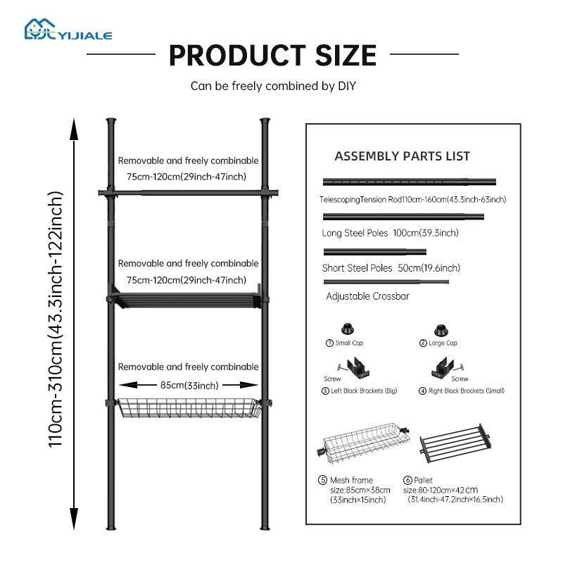 YIJIALE Heavy Duty Garment Rack Kids White Industrial Pipe Clothing Rack For Bedroom