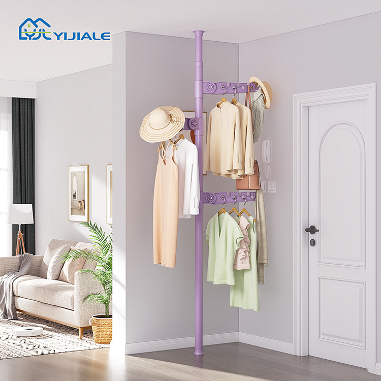 Hall Clothes Holder Free Standing Clothes Tree Hotel Portable Modern Door Coat Rack With 5 Hooks