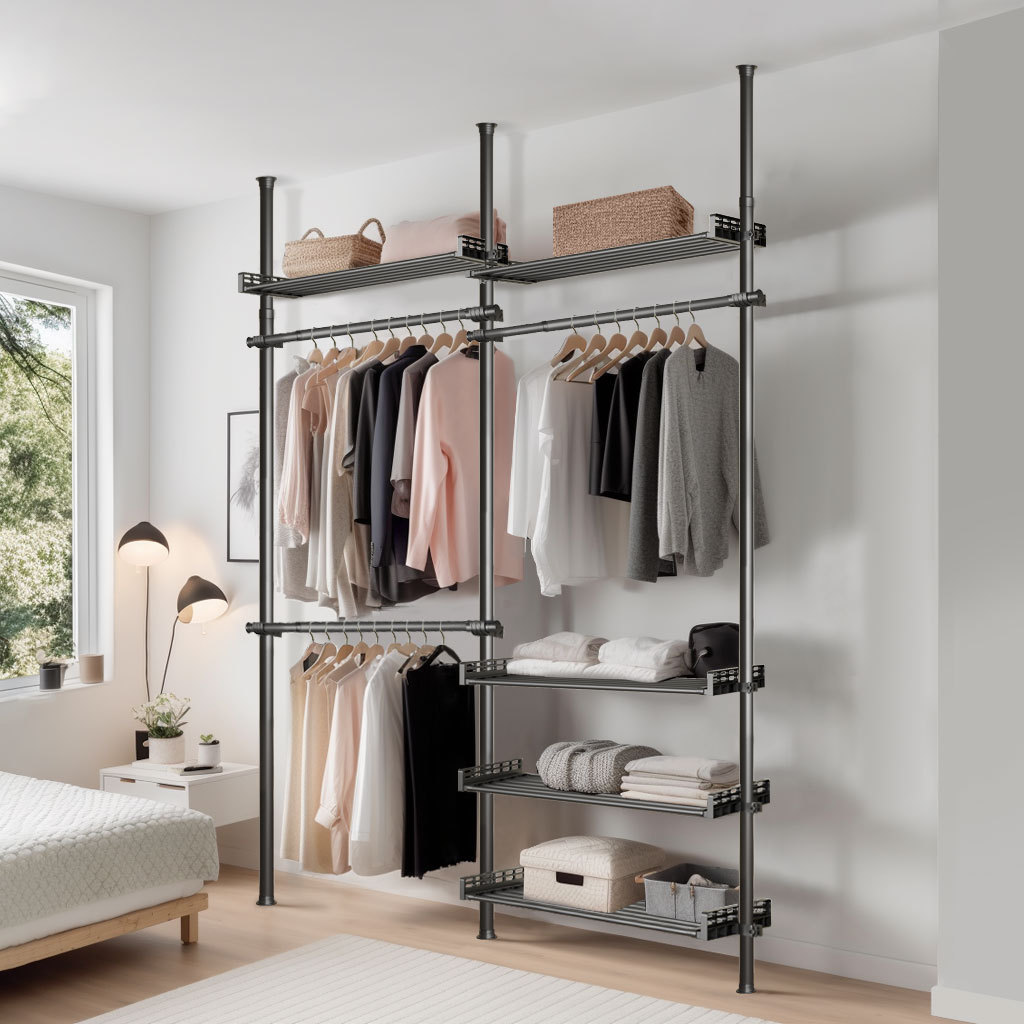 Hot sale apartment expandable detachable mobile wardrobe combination diy metal closet systems