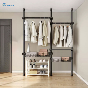 Bedroom Folding Hanging Rack Clothes Laundry Movable Coat Rack Stand Modern Assemble Portable Clothes Rack