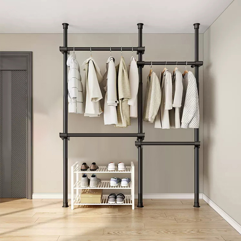 Bedroom Folding Hanging Rack Clothes Laundry Movable Coat Rack Stand Modern Assemble Portable Clothes Rack