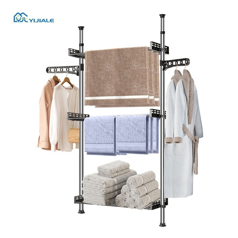 Heavy Duty Laundry Drying Rack Clothes Window Foldable Stainless Steel Retractable Clothes Drying Rack