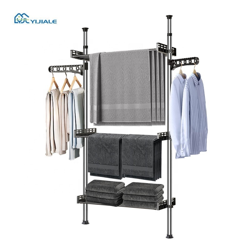 Heavy Duty Laundry Drying Rack Clothes Window Foldable Stainless Steel Retractable Clothes Drying Rack