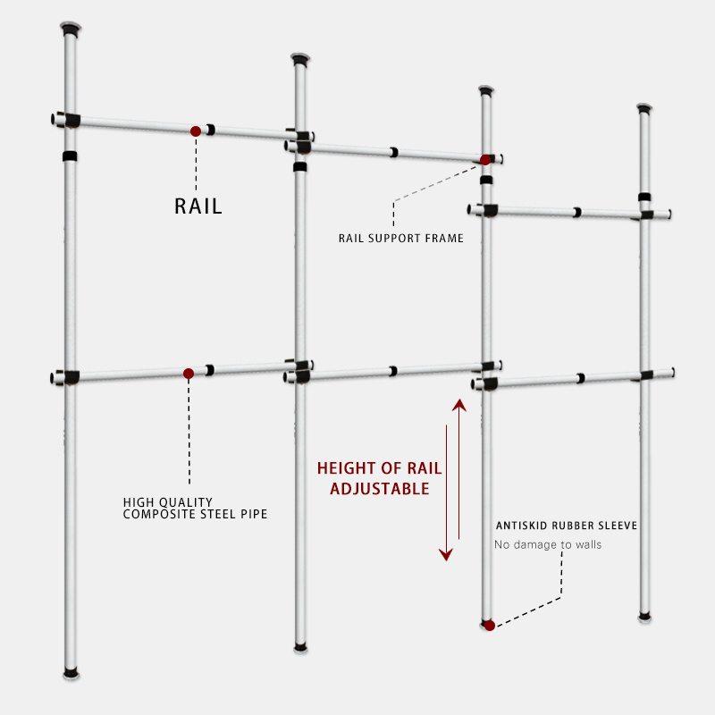 Adjustable Combination Wardrobe Pole System Standing Portable Custom Walk In Closets For Clothes