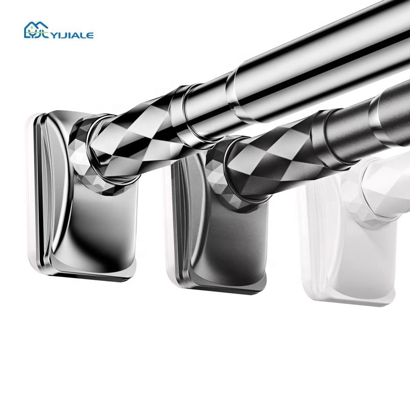 Fitting Room Stainless Steel Traverse Curtain Rod Black Adjustable Curtain Rods For Windows