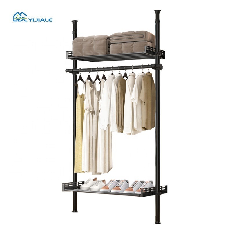 Adjustable Metal Standing Coat Rack House Hat Clothes Hanger Rack Stand Black Modern Clothes racks & rails