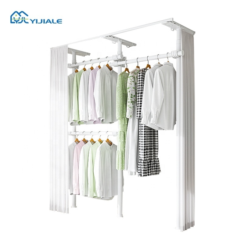 Metal Children Wardrobe Closet Coat Hanger Standing Space Saving Clothes Rack for Home