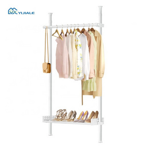 Multifunctional Steel Clothes Coat Rack Stand Bedroom Hotel Floor Type Metal Clothes Racks For Hanging Clothes With Shoes Rack