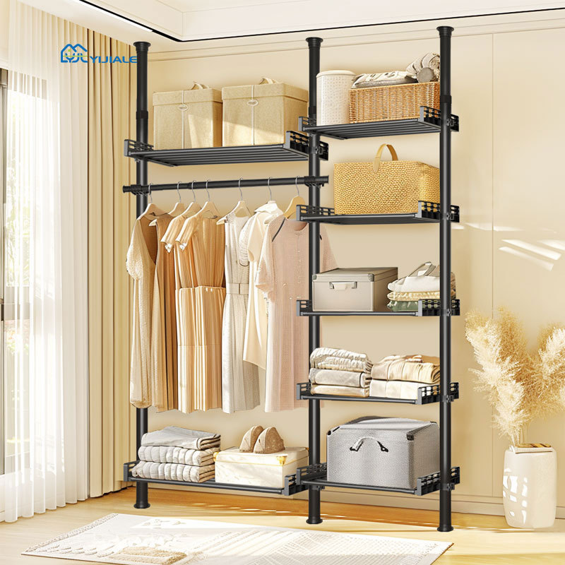 YIJIALE Custom Made Wardrobe Walk In Closets Diy Metal Open Wardrobe Pole System