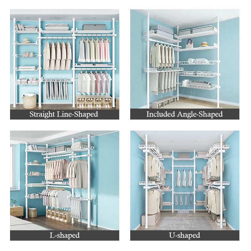 High Quality Modern Metal Closet Wardrobe System Bedroom Custom Combination Diy Suspension Rod Closet System