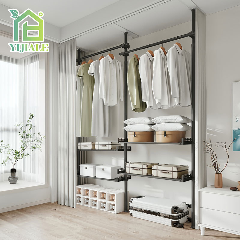 Morden Custom wardrobe Metal Adjustable Clothes Pole System Bedroom Easy Assemble Wardrobe Portable Closets