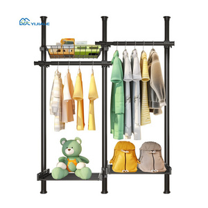 Yijiale Steel Wardrobes Bedroom Closet Portable Foldable Closet Wardrobe Pole System Folding Closet For Children