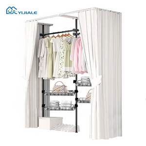 Morden Custom wardrobe Metal Adjustable Clothes Pole System Bedroom Easy Assemble Wardrobe Portable Closets