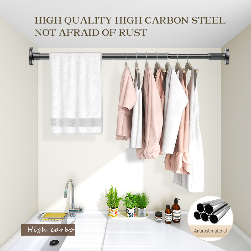 No punching Bath expandable shower poles No rust Balcony clothes curtain hanging rod telescopic curtain rod for Bedroom