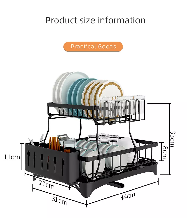 Storage Dish Plate Drain Rack Kitchen Bowl Dryer Drying  Alloy Dish With Tray Racks Dishes Shelf Drainage Rack