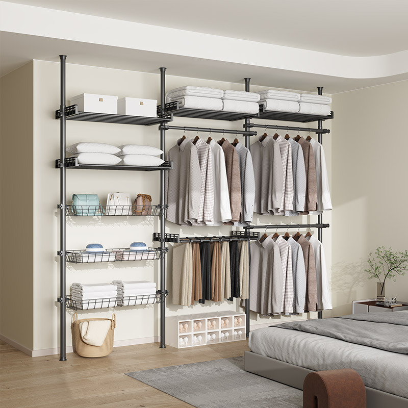 Large Portable Roperos Y Closet Bedroom Extendable Pole System Wardrobe Foldable Metal Frame Combination Wardrobe