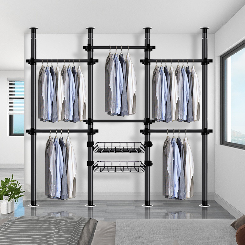 New Design Home Bedroom Multifunctional Pole System Folding Wardrobe Closet Portable Movable Clothing Closet