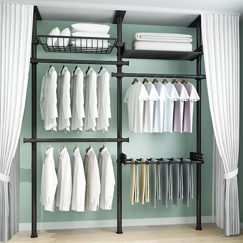 Morden Custom wardrobe Metal Adjustable Clothes Pole System Bedroom Easy Assemble Wardrobe Portable Closets