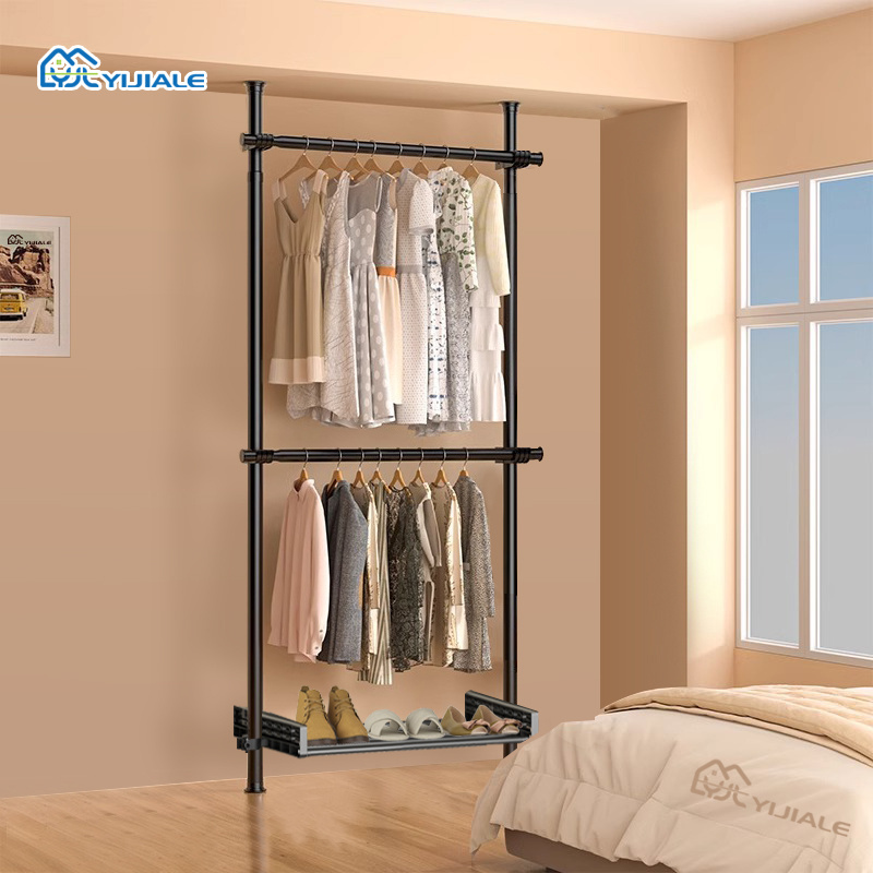 Metal DIY Combination Garment Racks Bedroom Smart Standing Heavy Duty Shoe Clothes Racks for Hanging Clothes