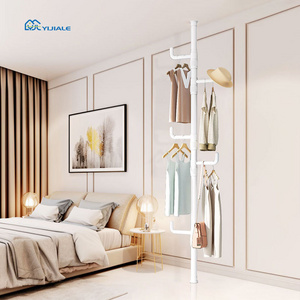 32mm Floor To Ceiling Metal Rod Portable Bedroom Furniture Bag Coat Clothes Rack for Hanging Clothes Racks