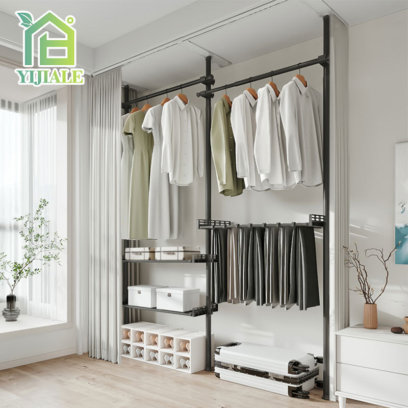 New Multifunctional Clothing Rack Foldable Metal Coat Stand Bedroom Height Adjustable Clothes Racks