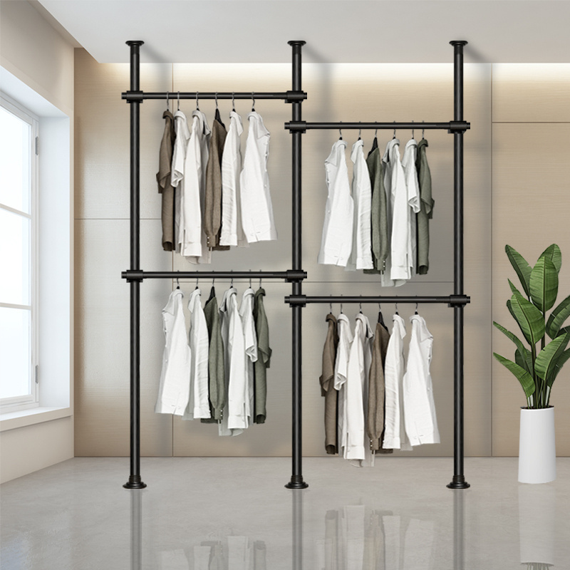 New Space Saving Pole System clothes drying rack foldable Ceiling Standing Clothes Racks For Hanging Clothes