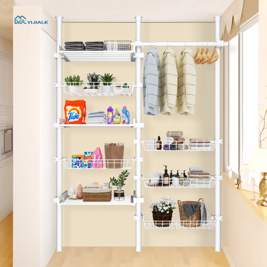 Wear Resistant Wall Decorative Divider Thickened Metal Rack Storage Shelf Balcony Portable Storage