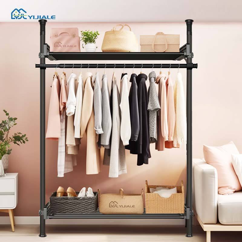 YIJIALE Heavy Duty Garment Rack Kids White Industrial Pipe Clothing Rack For Bedroom