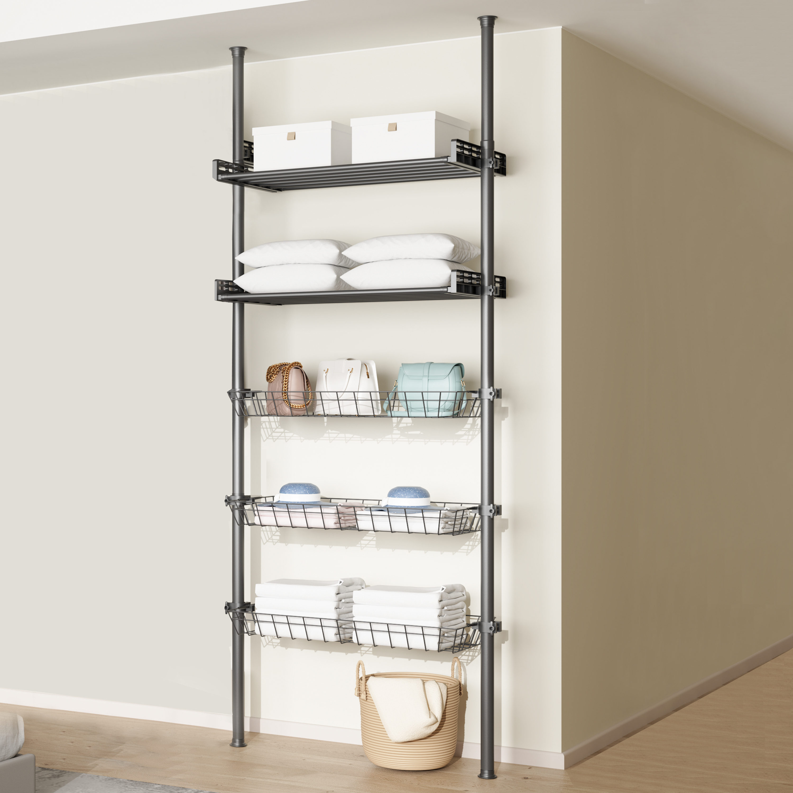 Standing Coat Rack White Clothes Display Hanger Household Lightweight Shelves Storage Racks