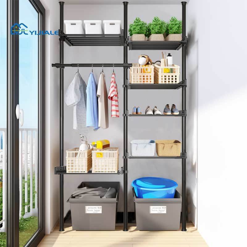 Wear Resistant Wall Decorative Divider Thickened Metal Rack Storage Shelf Balcony Portable Storage