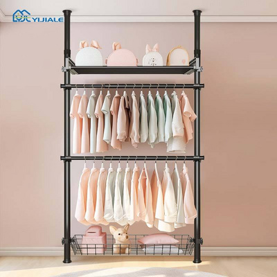 YIJIALE Heavy Duty Garment Rack Kids White Industrial Pipe Clothing Rack For Bedroom