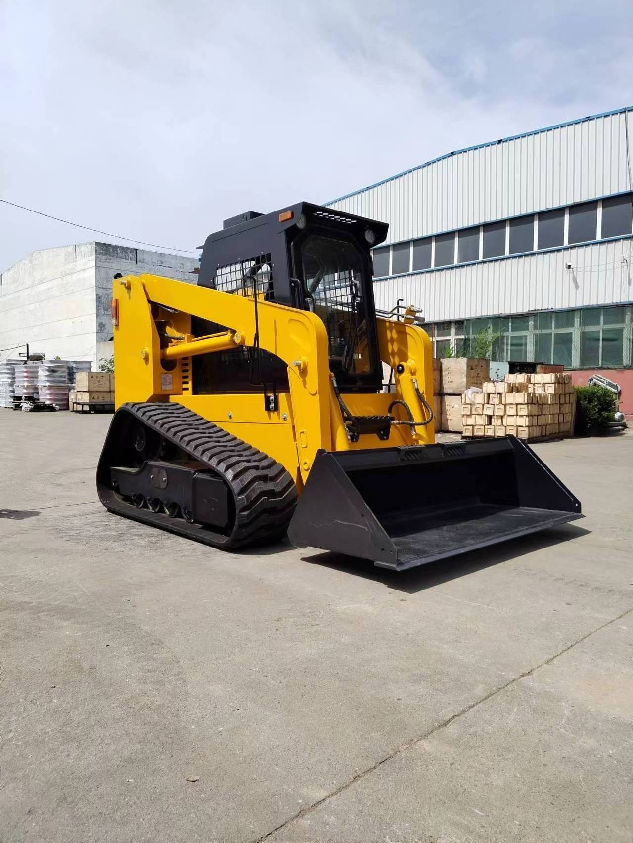 mini track wheel skid steer loader diesel with attachment 4 in 1 bucket