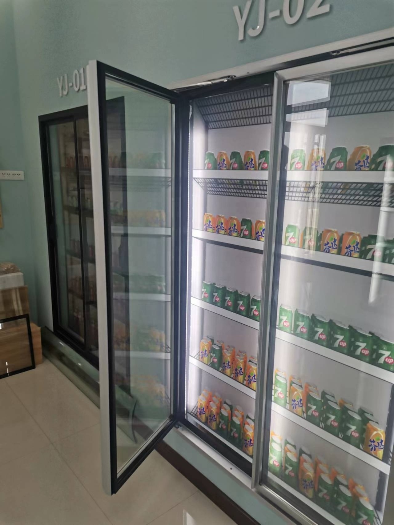 Hotel Shandong Manufacture Commercial glass Doors Upright refrigerator freezer Refrigerated for kitchen