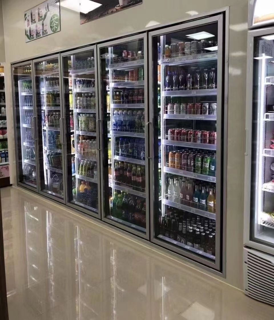 Hotel Shandong Manufacture Commercial glass Doors Upright refrigerator freezer Refrigerated for kitchen