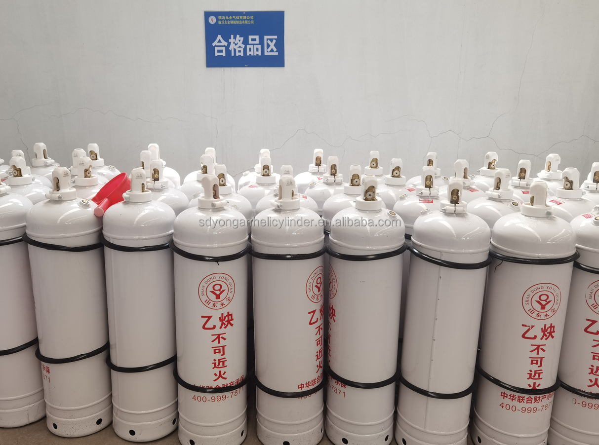 2024 Welding Use Acetylene C2H2 Gas Cylinder Price High ISO 4mm High Pressure Cylinder 3 Liters Industrial Gas 150-300 Bar 40L 250mm