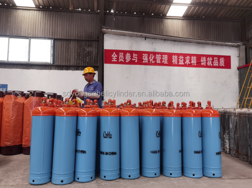 2024 Welding Use Acetylene C2H2 Gas Cylinder Price High ISO 4mm High Pressure Cylinder 3 Liters Industrial Gas 150-300 Bar 40L 250mm