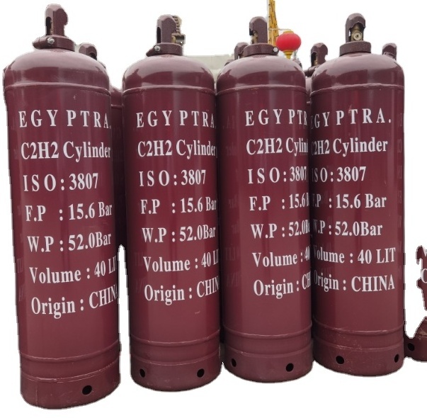 2024 Welding Use Acetylene C2H2 Gas Cylinder Price High ISO 4mm High Pressure Cylinder 3 Liters Industrial Gas 150-300 Bar 40L 250mm