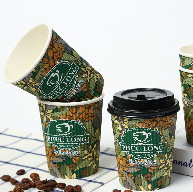 disposable  insulated corrugated paper cups triple wall Ripple Paper Hot Cups for restaurants and cafes