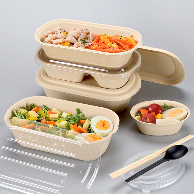 Restaurant Use Lunch Box Wheat Straw Disposable Food Container Biodegradable Lunch Box