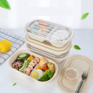 Restaurant Use Lunch Box Wheat Straw Disposable Food Container Biodegradable Lunch Box