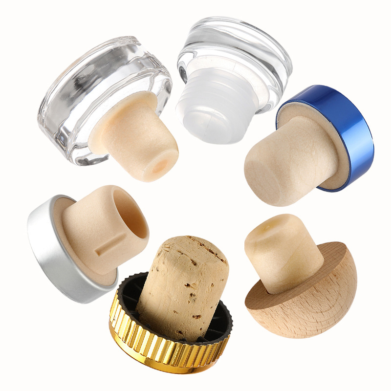 Customized Logot-shape Synthetic Wine Cork For Vodka Tequila Whisky Bottle Cork Stopper With Wooden Cap