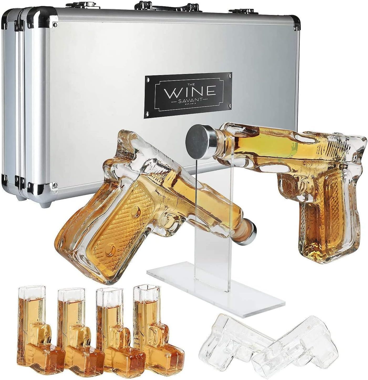 Pistol Shaped Create Handmade Unique Shaped Fancy Liquor gin vodka Whiskey Wine Glass Bottles Gun Shaped Glass Bottles