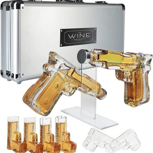 Pistol Shaped Create Handmade Unique Shaped Fancy Liquor gin vodka Whiskey Wine Glass Bottles Gun Shaped Glass Bottles