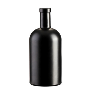 Unique Design 200ml 375ml 500ml 750ml 1000ml   Matte Black Olive Oil Glass Bottles With Corked