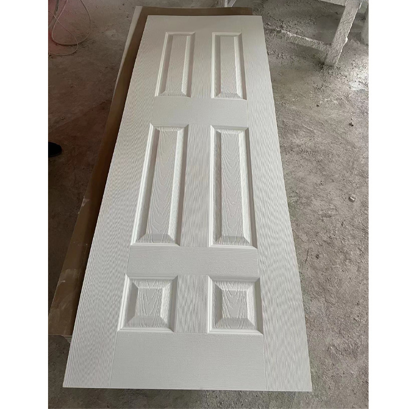 Simple Internal White Primer PVC Wooden Texture MDF Door Soundproof Composite Wooden Bedroom Swing Door