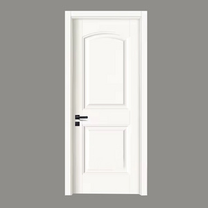 Simple Internal White Primer PVC Wooden Texture MDF Door Soundproof Composite Wooden Bedroom Swing Door