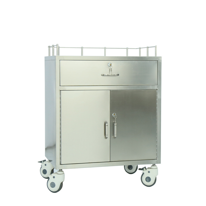 Factory High-Quality Hospital Furniture Stainless Steel Nursing Cart With Drawer Treatment Vehicle Easy To Use And Clean